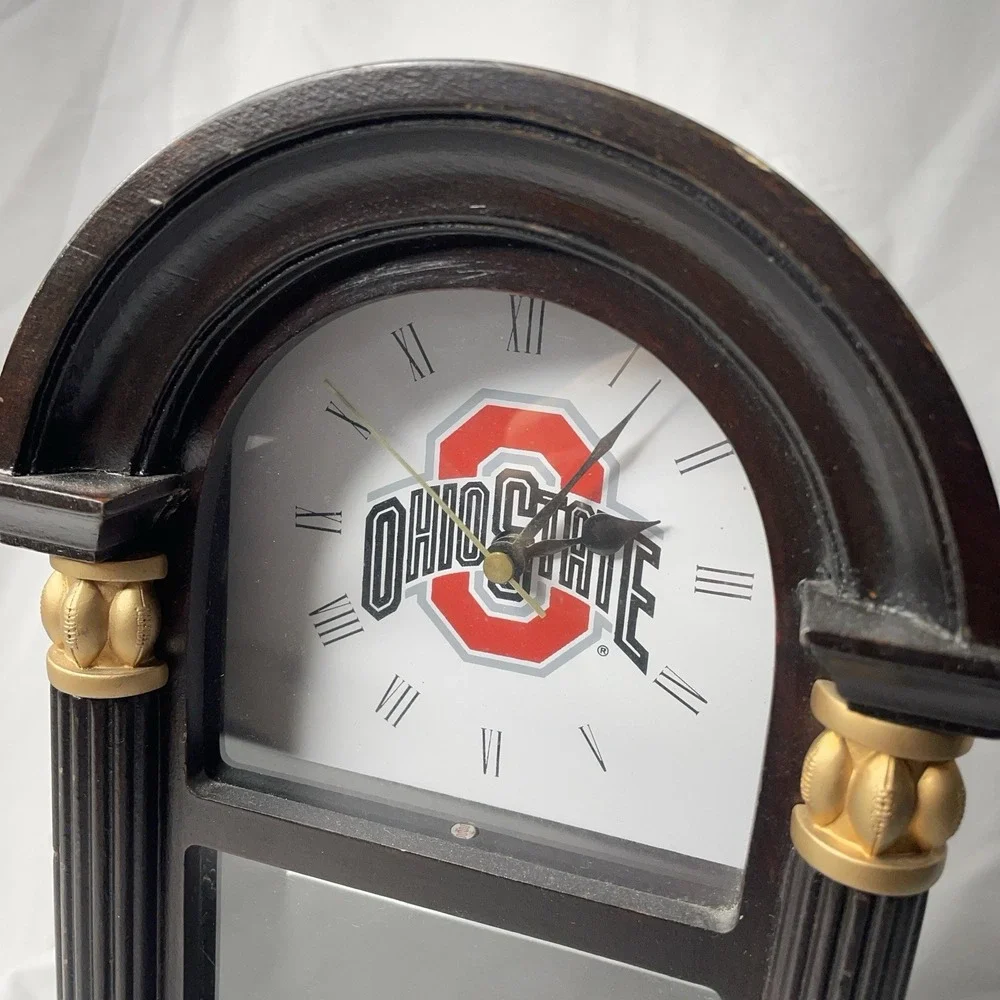 Vintage Danbury Mint Ohio State Buckeyes Football Wooden Grandfather Desk Clock